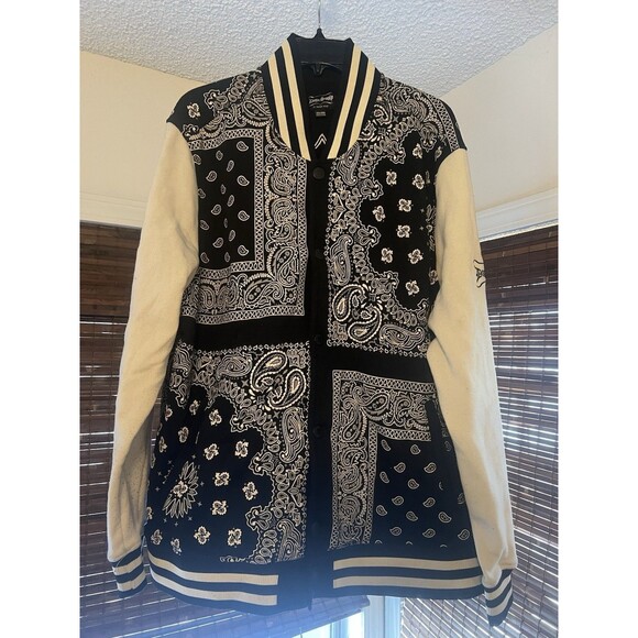 Dogg Supply Snoop Dogg Varsity Jacket 2XL Bandana Black White Hip Hop - Picture 1 of 9